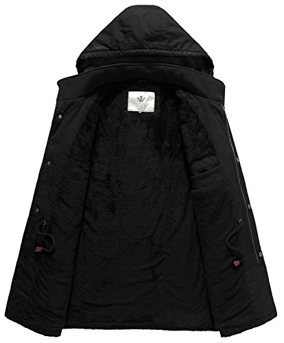 WenVen Men's Winter Military Thicken Parka Jacket Warm Coat with Removable Hood3