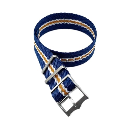 Bracelet de montre de luxe en nylon Nato bleu orange 20mm premium pour élégance masculine