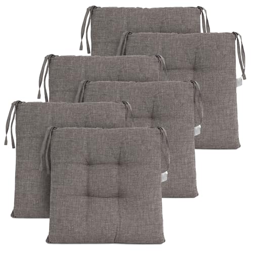 MANEMI Cojín de Silla 40x40x4 cm con Lazos, Mezcla de algodón y poliéster, Relleno de Espuma Suave, diseño con 4 Puntos de Costura, Lavable a máquina, Ideal para Cocina, Comedor o jardín