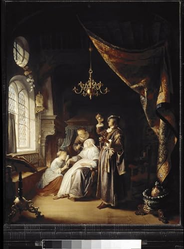 Toile peinture de Gerrit Dou la femme hydropique tableau salon 60x90cm