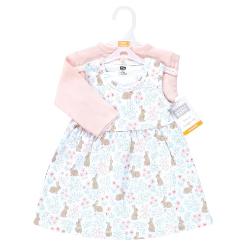 Image of Hudson Baby Girls' Cotton Dress and Cardigan Set