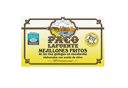 Mejillones en escabeche fritos de las rías gallegas 9-12 piezas lata 78 g neto escurrido