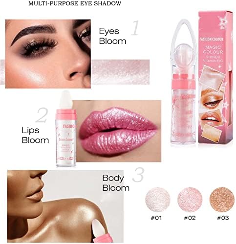 Polvo De Hadas Shimmer Face and Body Highlighter Powder Stick Makeup, High-pigmented Long-lasting Waterproof Sparkle Patting Powder, Brighten Face Eyes Lips Hair Body Glow (gold)
