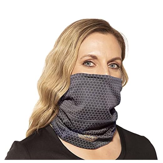 Copper Fit Unisex Adult Guardwell Face Cover and Neck Gaiter, Charcoal