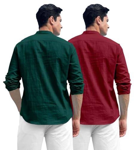 Image of Zombom Men's Kurta || Chinese Collar Long Sleeves || Straight Hip Length Kurtas || Short Kurta for Men || for Festival || Function || Occasion Wear Fancy Kurta for || Best Gifts for Men