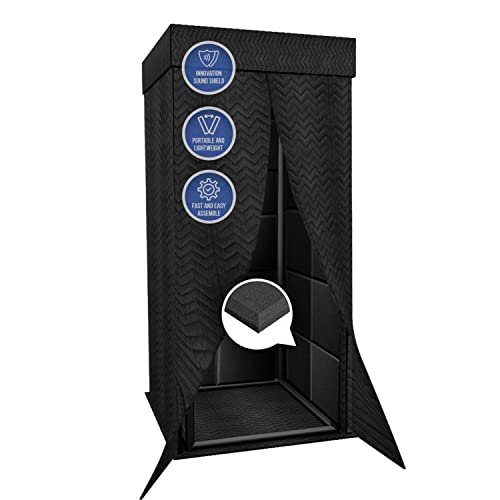 Arrowzoom 1 Sound Absorbing Studio Recording Isolation Booth Kit with 20pcs Flat Bevel Acoustic Foam Portable 360 deg Surround Music Insulator Podcast Noise Reduction Compact Soundproof Black AZ1250