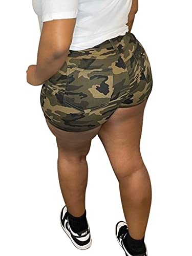 Women's Camo Cargo Shorts High Waisted Army Fatigue Shorts Camouflage Denim Short Pants Mid-Length3