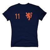 Gewicht weiss: ca. 185 g/m² Shirt Department - Holland Trikot - Herren T-Shirt - mit Wunschnummer - Nederland Niederlande, XXXL, dunkelblau