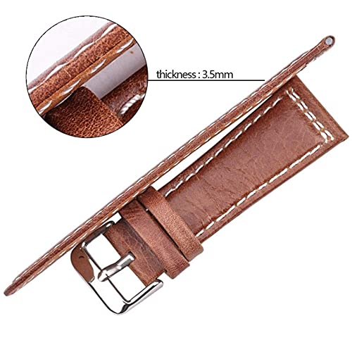 Correa de reloj de cuero de 22mm y 24mm con hebilla negra 5