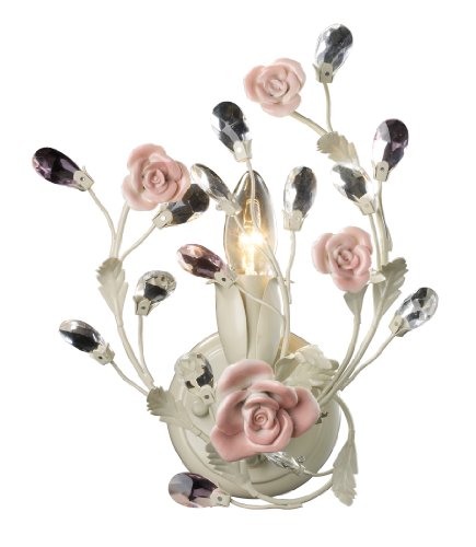 Elk Heritage 1-Light Porcelain Roses Sconce, Cream