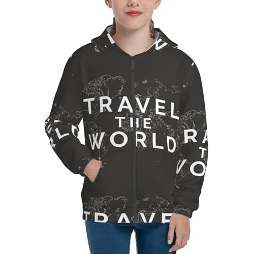 Travel The World1 Kid Hoodies Boys Zip Up Sweatshirts Girls Pullover with Pocket3