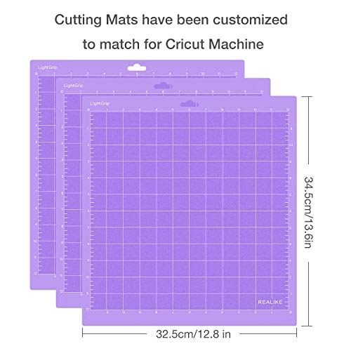 Image of REALIKE 12X12 StrongGrip Cutting Mats for Silhouette Cameo 5 /4 /3 /2 /1(3 Mats) Gridded Adhesive Non-Slip Cut Mat for Crafts, Quilting, Sewing, Scrapbooking and All Arts