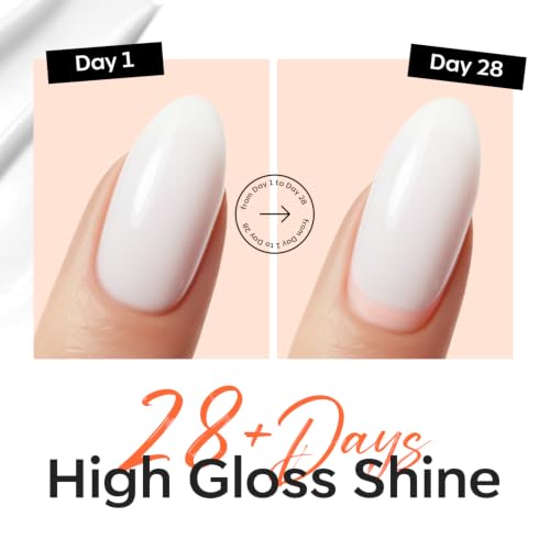 Image of modelones Milky White Builder Nail Gel and Top Coat Gel Polish in One 15ML | No Wipe Top Coat Sheer White Self Leveling Apex Buidling Ultra Glossy Long Lasting U V Cure Manicure