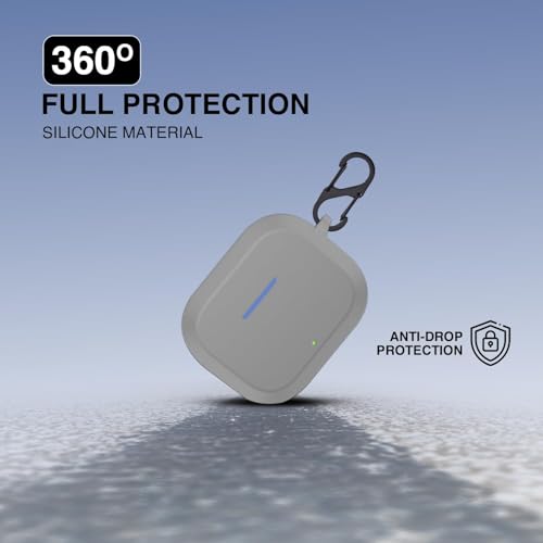 Image of Prolet Silicone Earbuds Case Compatible with OnePlus Nord Buds 3R - Shockproof Dustproof Cover, 360 Full Protection, Anti-Scratch Soft TPU, Carabiner Hook (Grey)