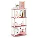 Furinno Turn-N-Tube 4-Tier Multipurpose Shelf Display Rack, Round Tubes, Pink/White