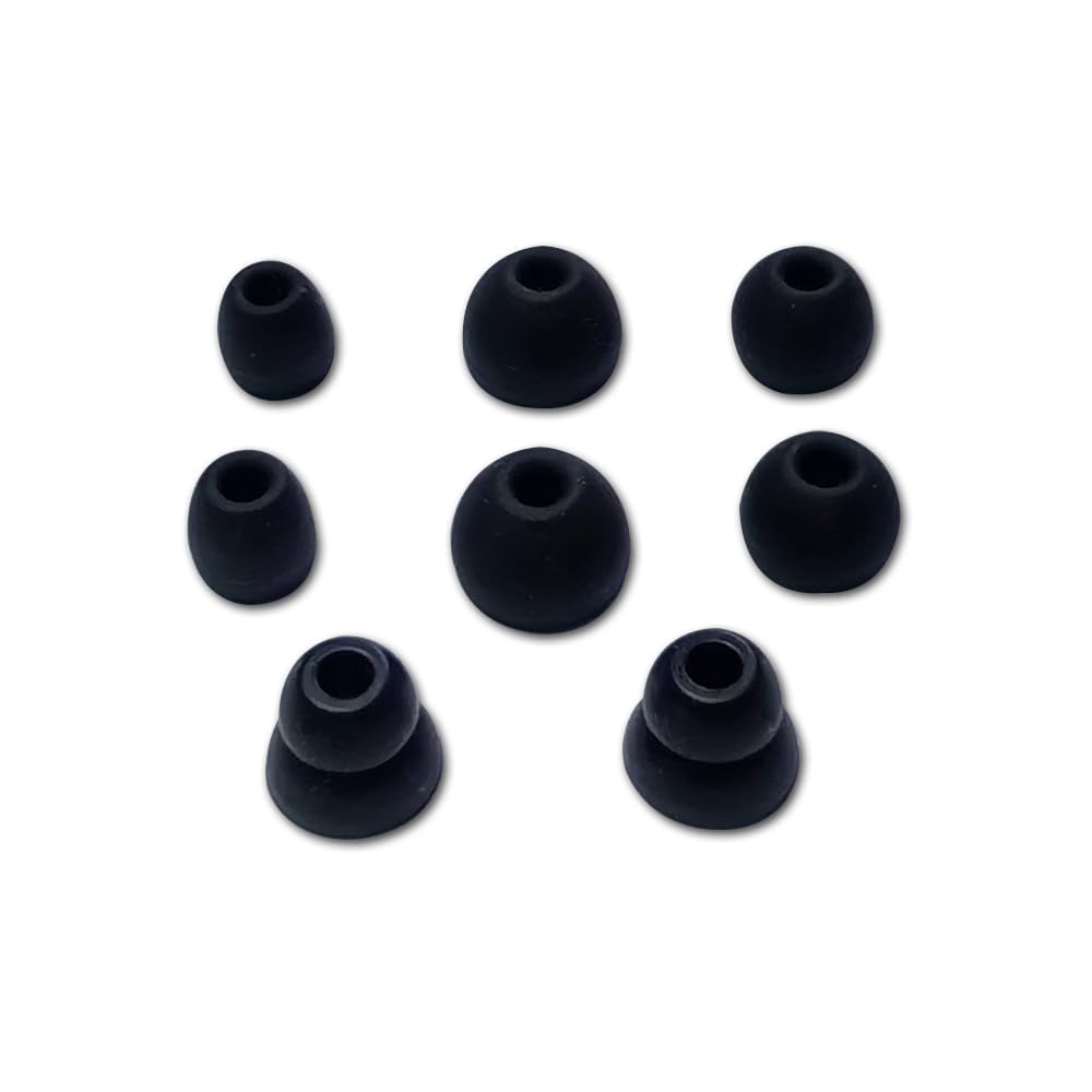 4 Pary Zamiennych Zatyczek do Uszu do Beats Powerbeats Pro/Powerbeats 3/Powerbeats 4, 4 Rozmiary Silikonowych Końcówek do Uszu 4mm (Czarny)
