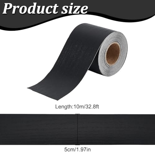 Image of PLIGREAT Wood Grain Repair Tape, 1.97inch X 32.8ft Self Adhesive Black Wood Grain Repair Patch for Tables, Chairs, Floors, Windows, Doors, Old Furniture Renovation, Handicraft DIY