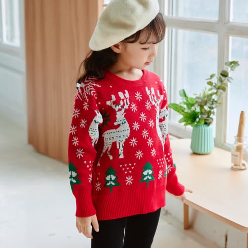 Toddler Kids Christmas Sweater For Boys Girls Knit Crewneck Pullover 7-8 T - image 2