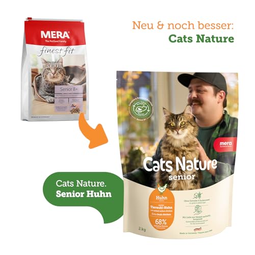 MERA Finest fit Senior 8+, Katzenfutter trocken für ältere Katzen ab 8 Jahren, Trockenfutter aus frischem Geflügel und Reis, gesundes Futter mit Glucosamin, ohne Zucker 1,5 kg