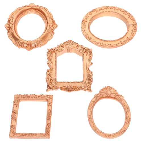 WESIEVYA 5pcs Vintage Resin Photo Frames Set Small Oval Rectangle