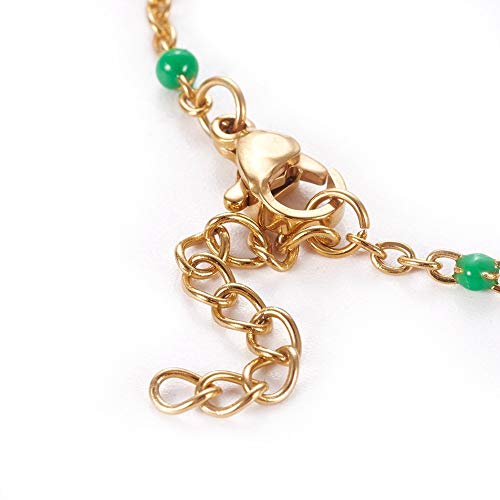 Image of LZD Stainless Steel Enamel Chain Bracelet Lobster Evil Eye Gold Adjustable 2mm A110