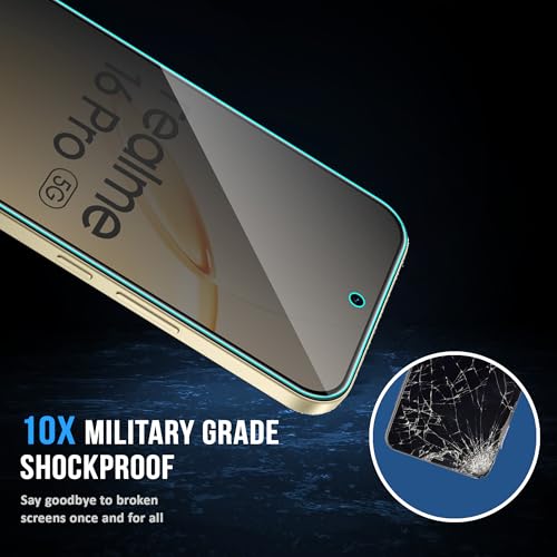 Image of ArmourPro Anti-Spy Privacy Tempered Glass for Realme 16 Pro - Anti Peeping Screen Protector, Edge to Edge Full Coverage, 9H Hardness, Easy Installation Kit | Pack of 2
