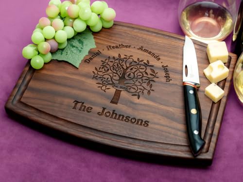 Straga Tabla de Cortar Personalizada | Madera Artesanal Grabada | Diseño Árbol Familiar No.402 miniatura 3