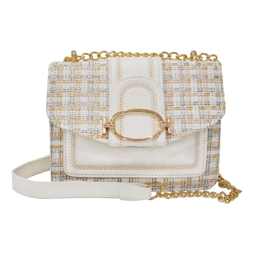 Bolsas De Ombro Femininas Transversal Pequena Tweed Luxo Corrente Dourada Clutch Festa Shoulder Bag Moda Presente Mulher Sacola Mão Lateral Quadrada Elegante Viagem Trabalho Casamento