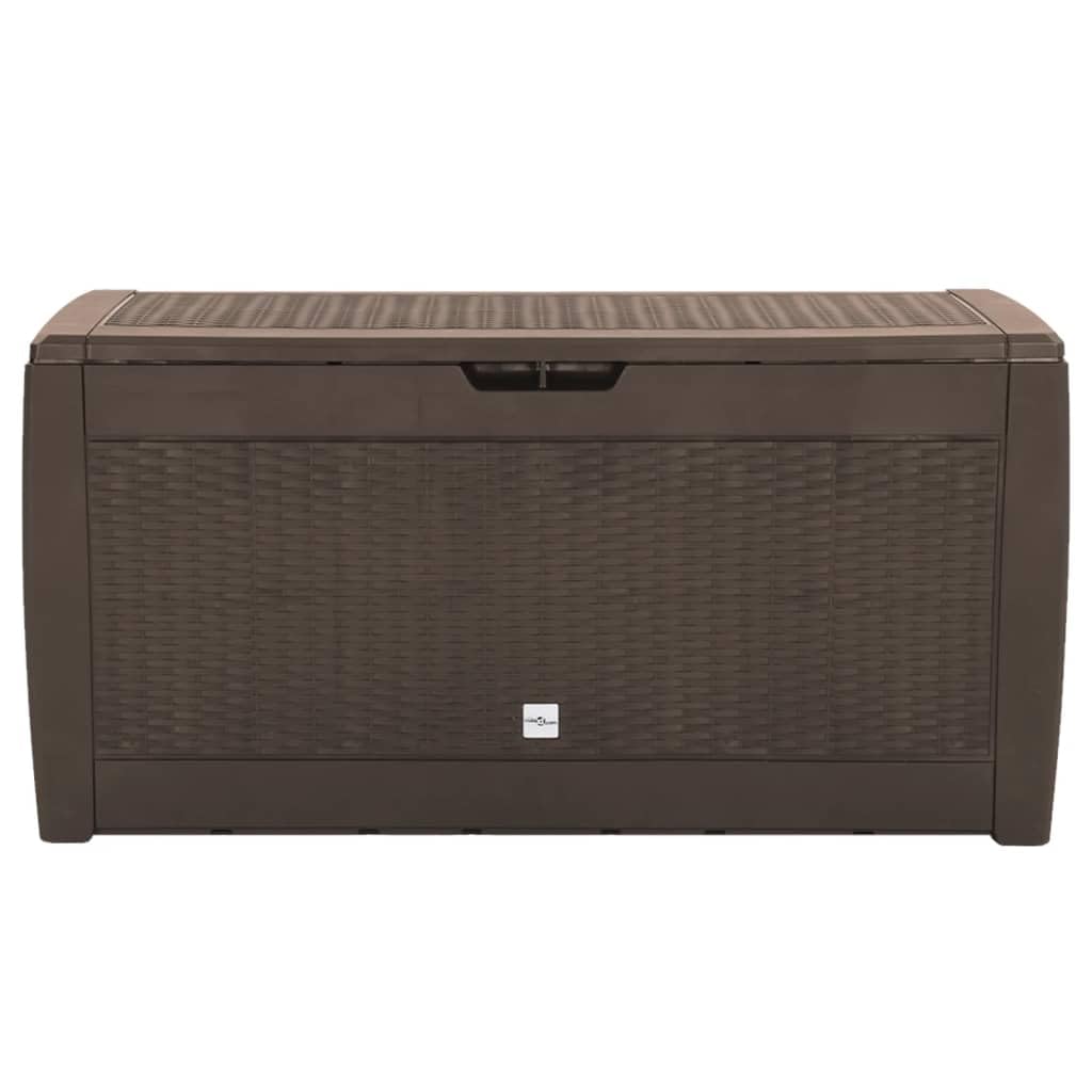 vidaXL Gartentruhe Braun 119x48x60 cm Polypropylen, Werkzeugkasten, Lagerbox, Gartenbox, Werkzeugtruhe, Deckenbox, Kissenbox, Auflagenbox