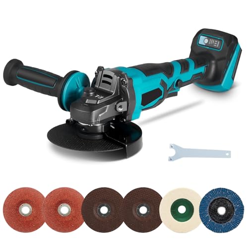 LIROPAU Cordless Angle Grinder, Compatible with Makita 18V Battery, 125MM 10000RPM Professional Electric Angle Grinder, 6 Cutting Wheels (Battery Not Included)