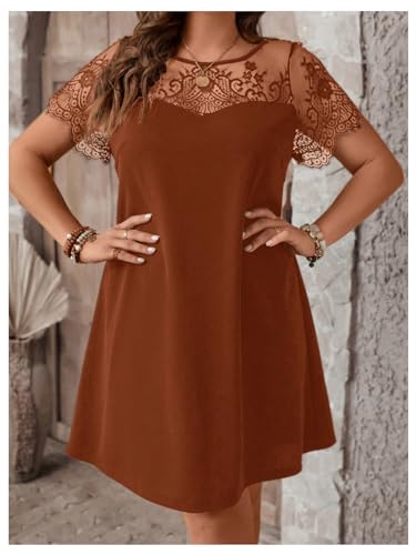 Robe tunique courte en dentelle Floerns | Chic décontracté col rond - 3