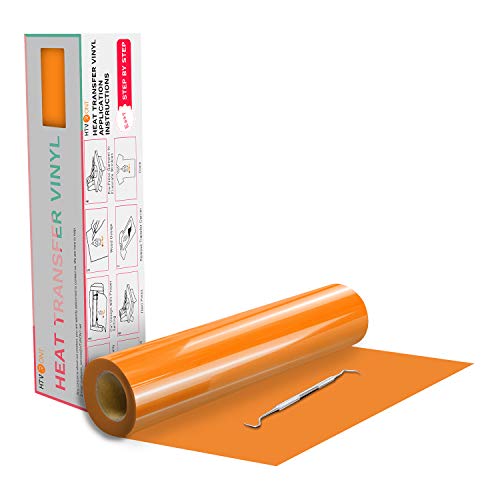 HTVRONT HTV Vinyl Rolls Heat Transfer Vinyl - 12" x 20ft Orange HTV Vinyl for Shirts, Iron on Vinyl for All Cutter Machine - Easy to Cut & Weed for Heat Vinyl Design (Orange)