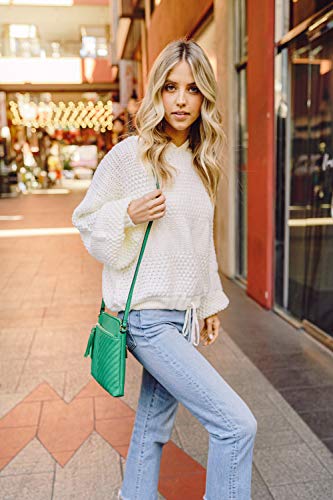 Image of FashionPuzzle Chevron Quilted Medium Crossbody Bag with Tassel Accent