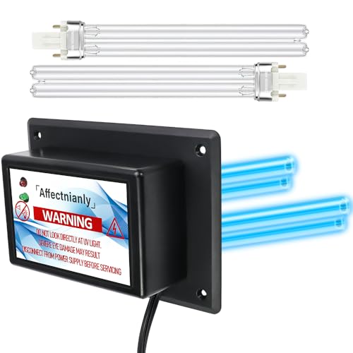 Upgrade Air Scrubber UVC Light for HVAC System Dual Lamp 24w Power Consumption,110V Work Around The Clock, Four Lamps