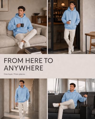 Image of NOBERO Oversized Solid Hooded Sweatshirt for Men | Oversized Hoodie for Men | Hooded Pullover | Cotton Rich Printed Hoodie 280 GSM Fleece