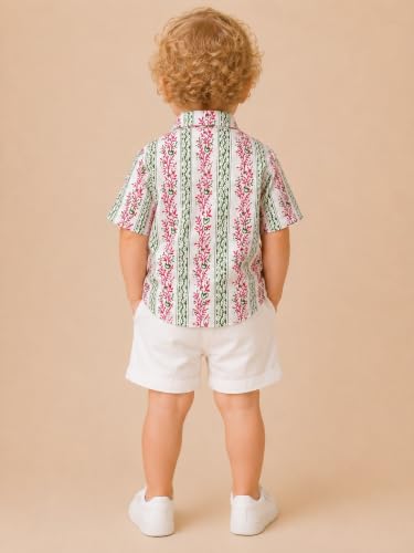 Image of A.T.U.N. (ALL THINGS UBER NICE) Boys 100% Cotton Printed Shirt | Half Sleeve Smart Casual Shirt for Kids | Soft Breathable Button Placket Top