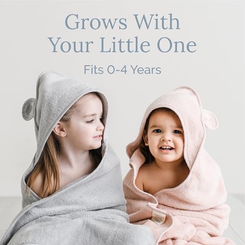 Image of Natemia Hooded Baby Bath Towel - 100% Organic Cotton Baby Towels for Newborns, Toddlers, Boys, Girls - Soft Absorbent 450 GSM - Gentle on Sensitive Skin - Baby Shower Registry Gift (35 inch x 35 inch)