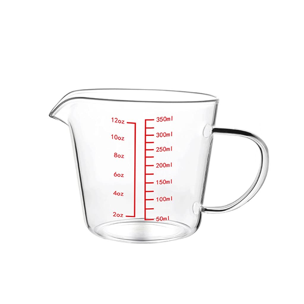 Brocca per schiumalatte in vetro borosilicato con scala graduata, resistente al freddo e al calore, da barista, 350 ml, monocolore, 350 ml