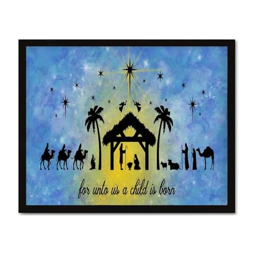 Décoration murale vintage de Noël pour salon et chambre | Panneau bois Jésus