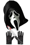 My Illusions Officially Licensed Scream Ghostface Mask + Toy Knife + Gloves Adults Halloween Fancy Dress Costume Accessory Set (Standard) - Image 5