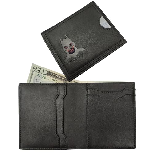 Leather Bat Wallet - Bifold wallet Man Woman, Superhero Mask - Slim Card Holder, Bat ID Heroic wallet- Unique Holiday Gift Birthday, Anniversary, for Dad, Husband, Boyfriend, Wife (Bifold Embossed)