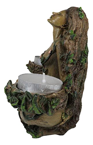 Ebros Gift Whispering Forest Celtic Greenman Tree Woman Gaia Dryad Ent Double Votive Tea Light Candle Holders Figurine Tree Of Life Mystical Creature Being Flora And Fauna #TOP3