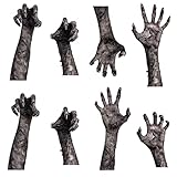 8pcs Creepy Ghost Hand Window Cling Sticker Halloween Zombie Hand Wall Decals for Home Office Bar Party Decoration