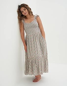 American Eagle Women's U-1399-7013-900 Floral Flutter-Sleeve Smocked Midi Dress L Multi: Buy Online at Best Price in UAE - Amazon.ae American Eagle Women's U-1399-7013-900 Floral Flutter-Sleeve Smocked Midi Dress L Multi: Buy Online at Best Price in UAE - Amazon.ae