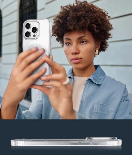 Capa para iPhone 16 Pro: Capa magnética forte antiamarelamento fina transparente | Proteção de nível militar e à prova de choque capa fina transparente (cristal transparente)