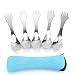 Tebery Extra Strong Stainless Steel Spork, Excellent for Outdoor Activities - Spoon, Fork & Knife Combo Utensil, 5 Pack with Blue Case
