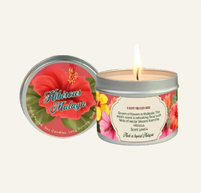 Hibiscus Malaya Scented Candle x11, 3.88oz Travel Tin, 100% Soy Wax, Triple Scented, Up to 30 Hours Burning Time, Perfect for Bedtime and Meditation