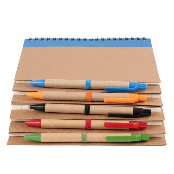 WPRO Notizblock mit Stift 100 St. personalisiert in 5 Farben A6 50 Blatt | nachhaltiges Set mit Logo, einfarbiger Tampondruck 55 x 15 mm für Messen und Büro