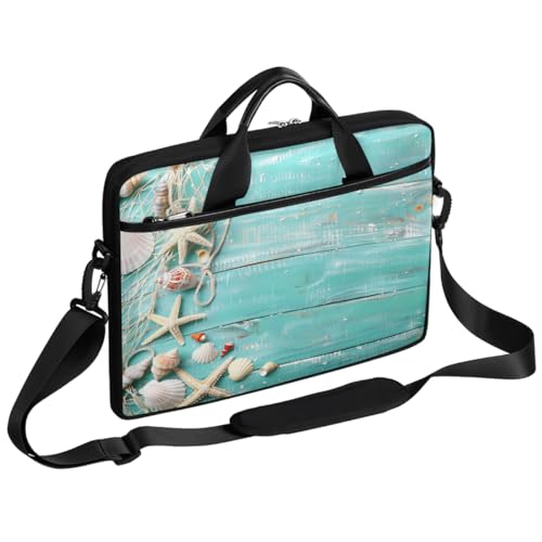 Bolsa para laptop con diseño de conchas y estrella de mar 15 pulg miniatura 1