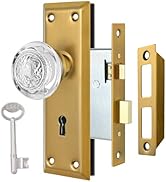 ToPToToo Mortise Lock Set Interior Door, Glass Door Knobs with Lock,Old Style Door Knob Replaceme...